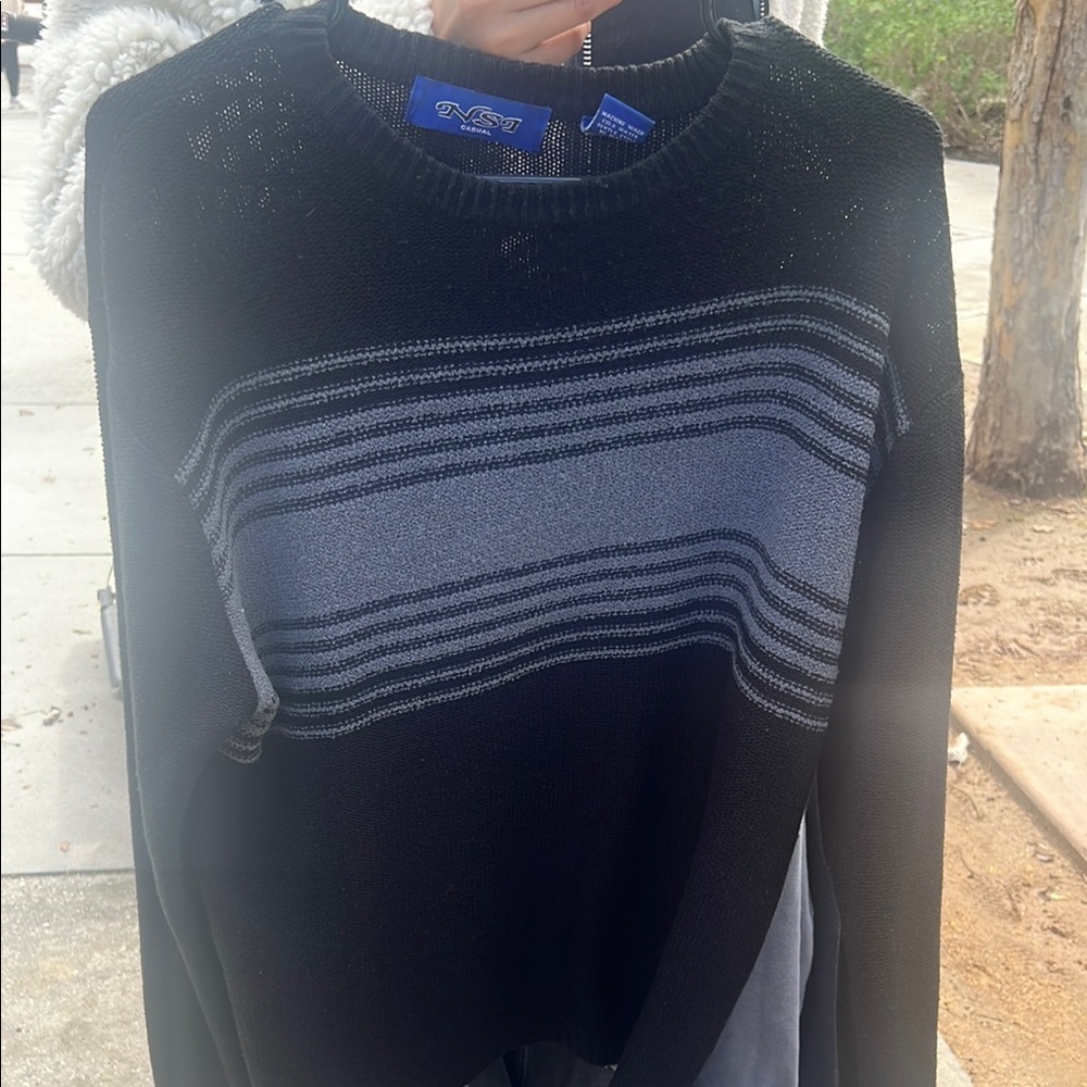 Black and Gray Striped Sweater